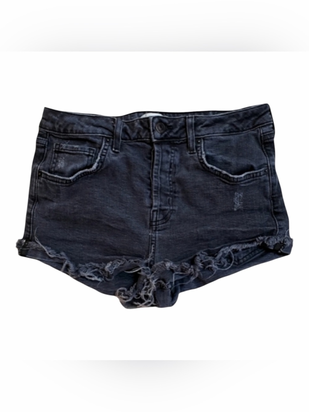 Forever 21 Cut Off Mid- Rise Jean Shorts Women's Size 28 Black